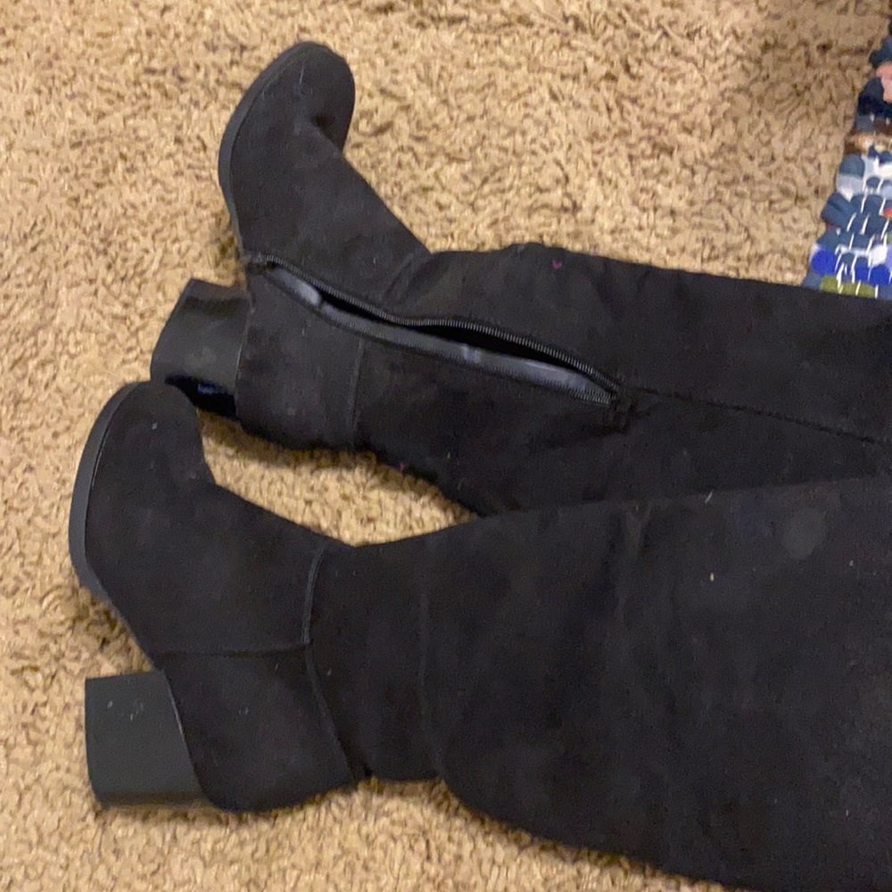Black over the knee boots. Worn twice. Suede material